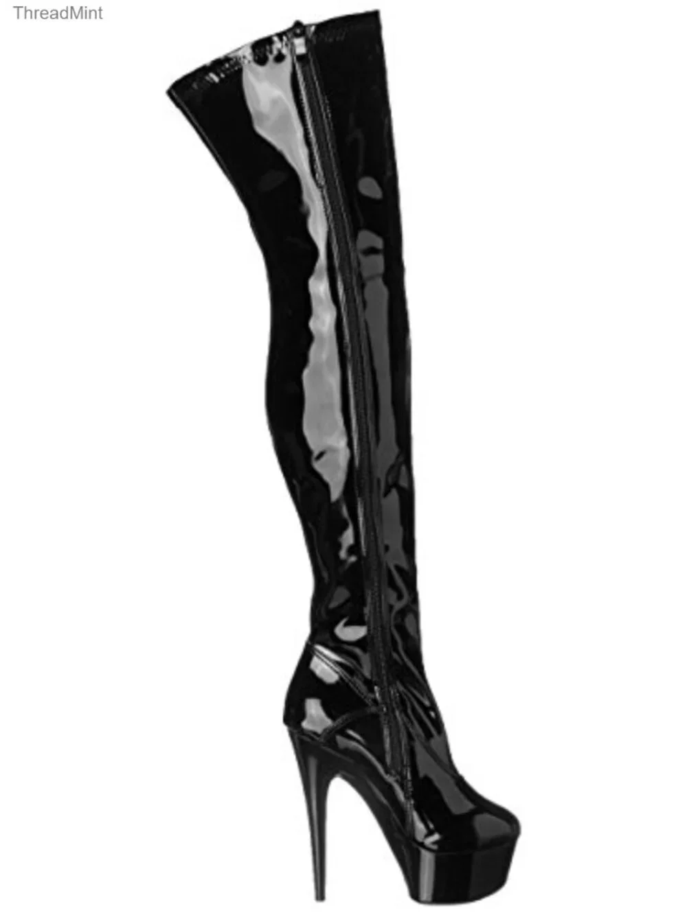 Over-the-Knee Stretch Patent Leather Platform Boots 25